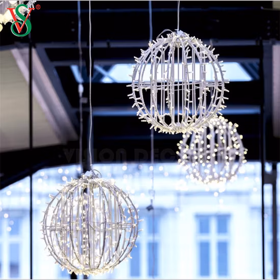 Bolas de esfera colgantes con luces LED decorativas navideñas de metal grande