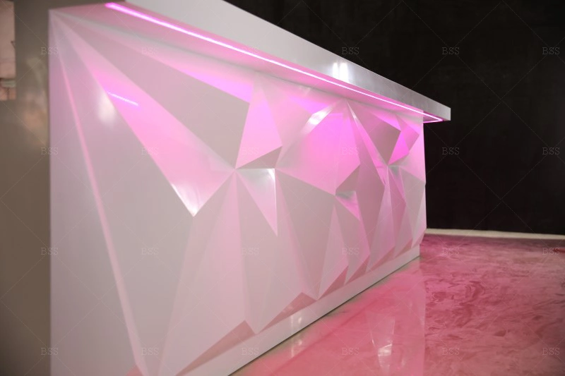 Custom Commercial Nightclub Restaurant LED White Marble Modern Bar Counter