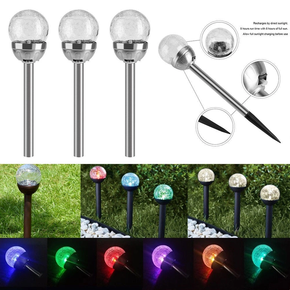 Outdoor Cracked Glass Ball LED Color Changing Landscape Solar Street Lights Wyz18068