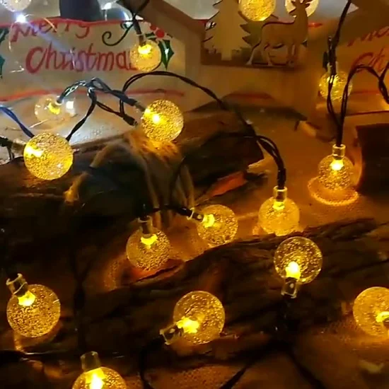 Bola de cristal a prueba de agua IP65 Luces de cadena solares de Navidad Cubierta de porche Patio Luces de cadena solares Decorativas LED Vacaciones Navidad Luz impermeable colorida