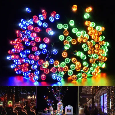 Producto caliente Banquete de boda Multicolor Pared de tierra Tira de cadena solar Decoración LED Bombilla Bola Linterna Lámpara de luz