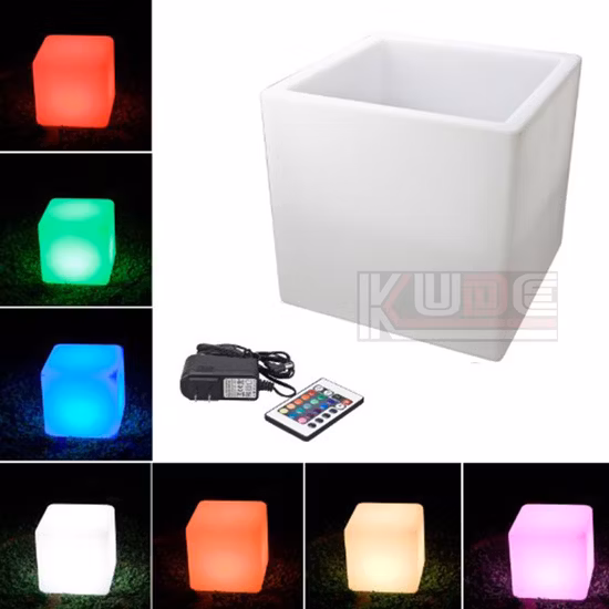 Asiento de cubo con cojín Asiento acolchado LED cuadrado, resistente a la intemperie con control remoto WiFi