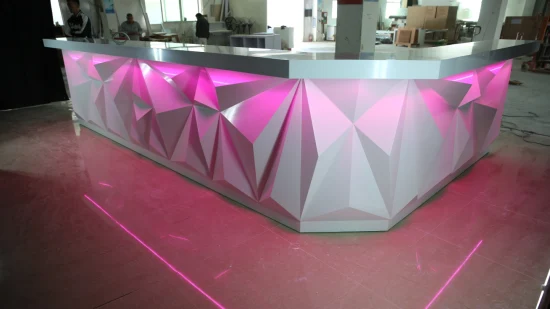 Mostrador de bar moderno de mármol blanco LED para restaurante de club nocturno comercial personalizado