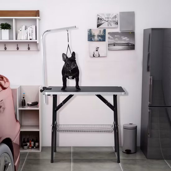 Mesa de aseo eléctrica para perros y mascotas, mesa de aseo de elevación LED, mesa de aseo portátil plegable para mascotas