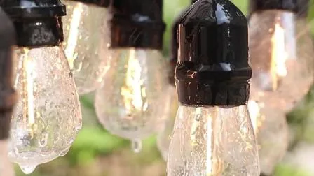 Zócalo LED al aire libre con energía solar Cadena de iluminación Cortina Cadena de luz Cubiertas decorativas Bola Decoración Luz