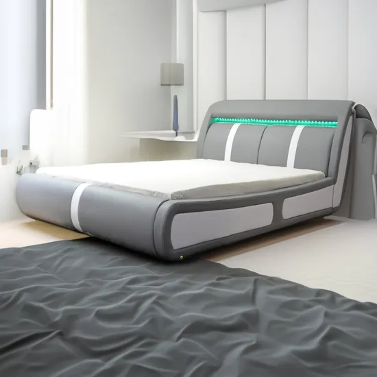 Venta caliente Huayang LED personalizado diseño de cama cama doble muebles de dormitorio