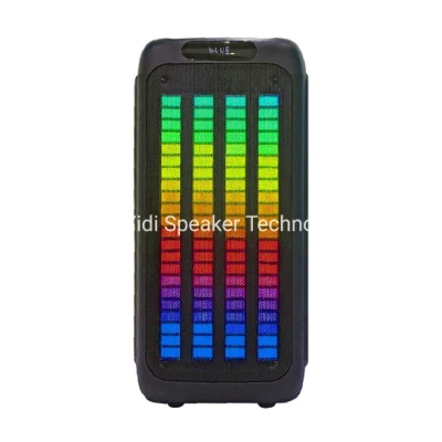 Popular Doble 8 pulgadas Iluminación LED Altavoz Bluetooth Color del arco iris Movimiento líquido DJ Fiesta Altavoz Altavoz de karaoke inalámbrico Altavoz de caja de sonido OEM