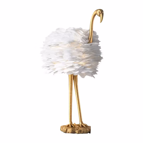 Flamingo Lámpara de mesa Sombra de plumas Lámpara de escritorio creativa Lámpara de pie de luz LED decorativa